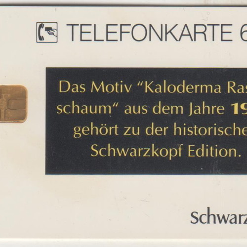 Schwarzkopf Kaloderma Rasierschaum 1931 phone card Germany new, 5,000 print run with 6DM