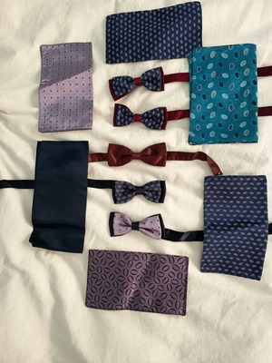 Bow ties and handkerchiefs new, set of 5+6 multicolored