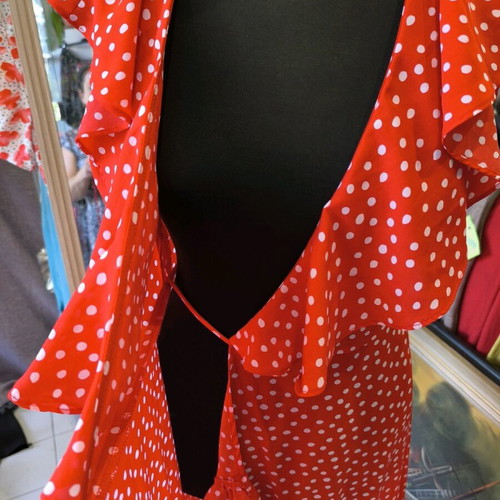 Midi dress red polka dot like new, size S