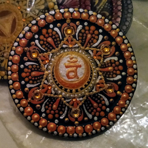 Handmade Swadhisthana mandala magnet new, decorative plaster art