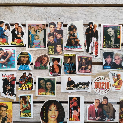 Vintage stickers of actors and singers used, pack of 43