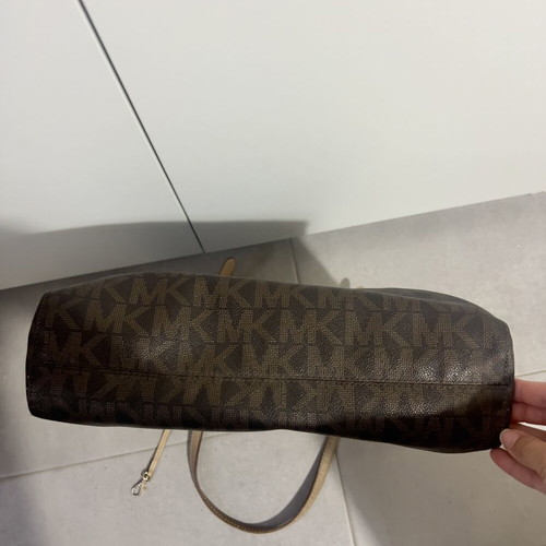 Michael Kors Tote Bag used, brown monogram with beige leather details