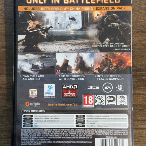 Battlefield 4 PC DVD like new without valid code
