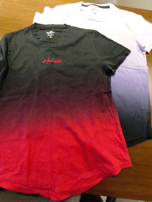 Hollister men's T-shirts used, pack of 2, size XS, cotton, dip-dye effect