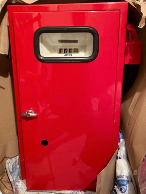 Gasoline pump used, authentic antique, fully restored with light and storage