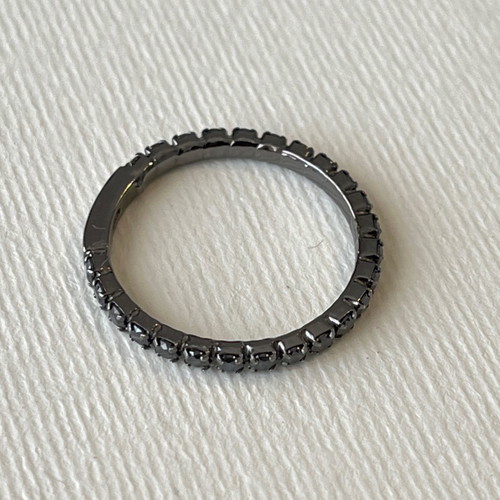 Gold ring k14 with black rhodium and zirconia new