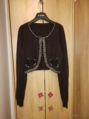 Bolero with crystals and lace butterflies like new, brown