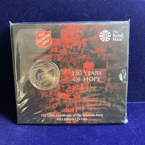 Commemorative £5 Coin Salvation Army 150th Anniversary 2015 Alderney Royal Mint new
