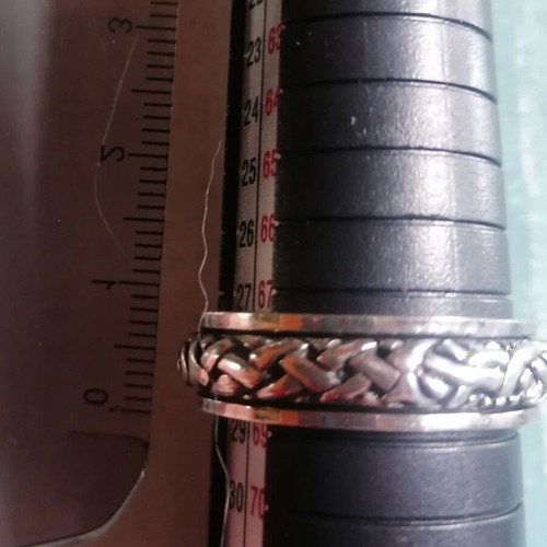 Men's 925 silver ring double band with weave No 68 (US 12)