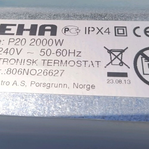 Beha wall heater with legs P20 2000w 240v like new