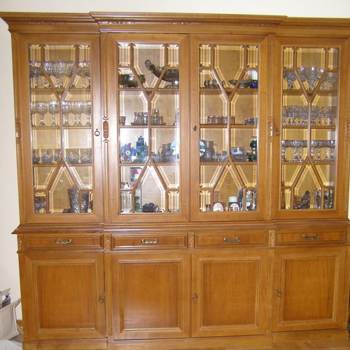 Classic solid wood sideboard with glass display cabinet, like new