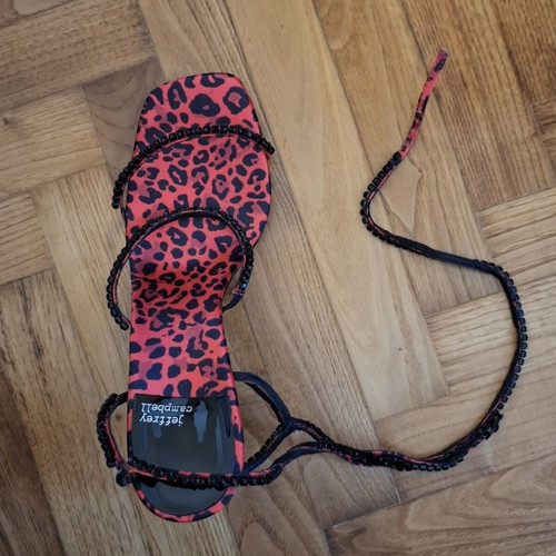 Jeffrey Campbell sandals new with black stones and leopard insole size 41