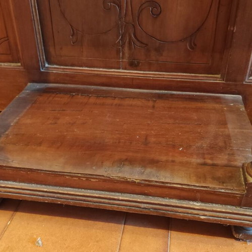Antique portmanteau used with Art Nouveau mirror