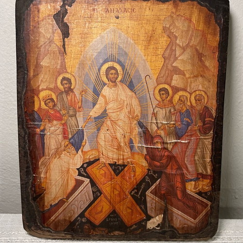 Byzantine icon used, collectible, Resurrection theme