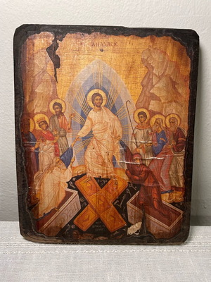 Byzantine icon used, collectible, Resurrection theme