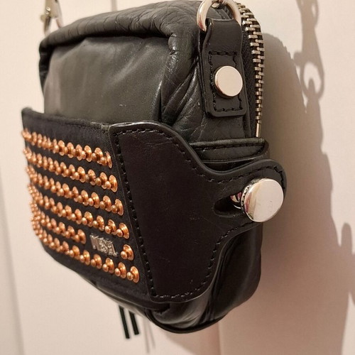 Diesel vintage Y2K black leather crossbody bag with studs used