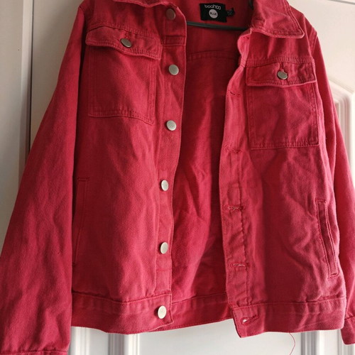 Boohoo women's pink denim jacket used, size XS