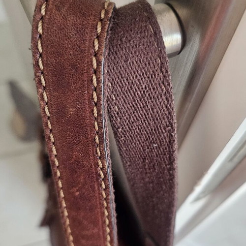 Fossil leather shoulder bag, brown, 37×32 cm