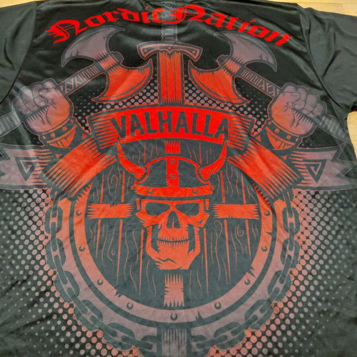 Nordic Nation Valhalla Shirt 3XL like new, black and red