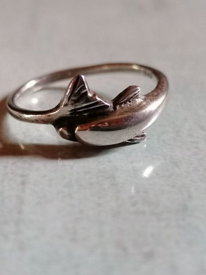 Silver 925 dolphin ring new No 55 (US 7)