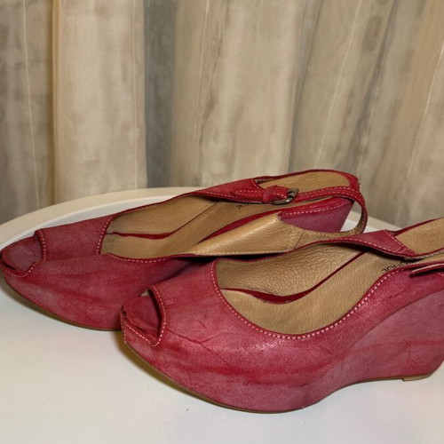 Women's platform shoes size 41 pink leather used