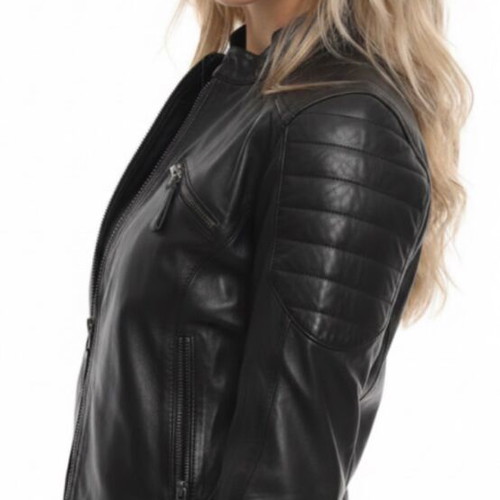 Leather jacket like new, modern, black, size XXL