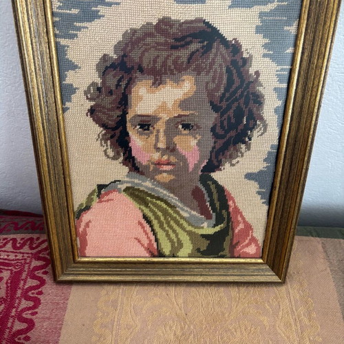 Handmade embroidered painting like new with frame