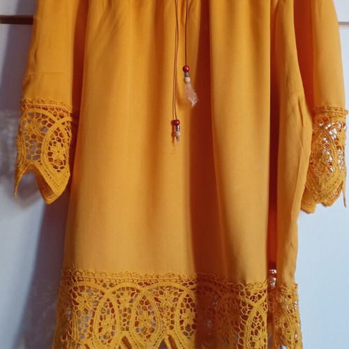 Viscose boho shirt one size like new, yellow