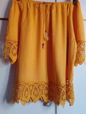 Viscose boho shirt one size like new, yellow
