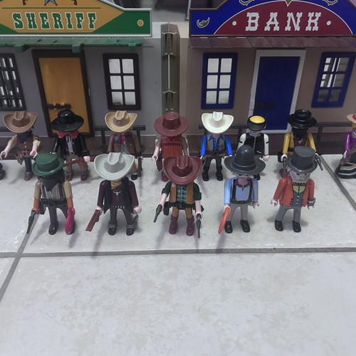 Playmobil Western set with sheriff office, bank, stagecoach, cowboys, horses, accessories