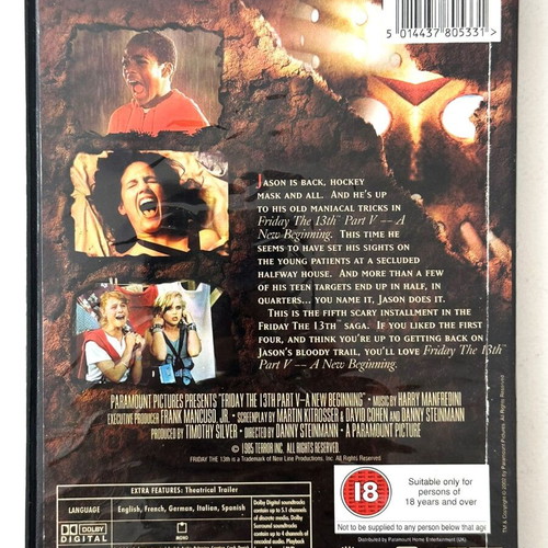 Friday The 13th Part V A New Beginning DVD used with Greek subtitles