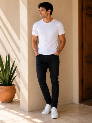 Men's black slim fit jeans H&M used, size M