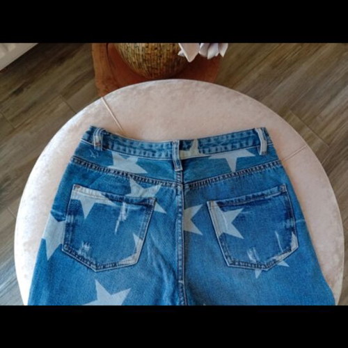 Denim set with vest like new, stars pattern