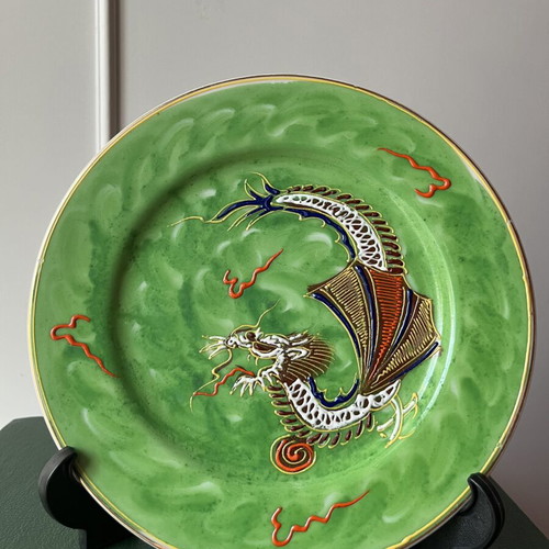Vintage Japanese Dragonware Moriage Porcelain Plates set of 2 used