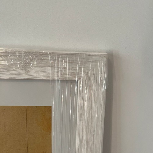 Silk screen printing architectural print in white wooden frame new
