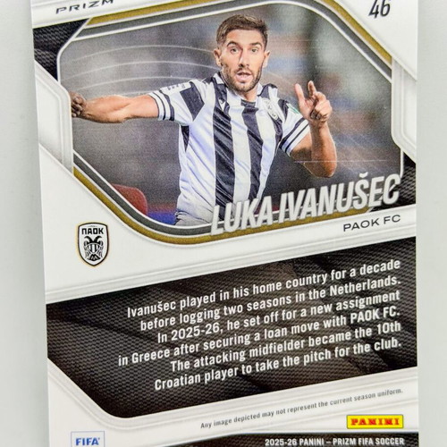 Panini FIFA Prizm 2025/26 Luka Ivanusec #46 PAOK Silver Prizm Refractor card new