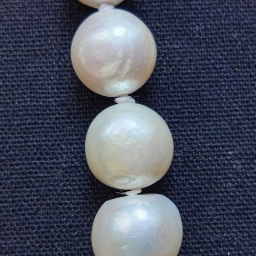 Italian necklace with natural pearls and silver 45 cm used