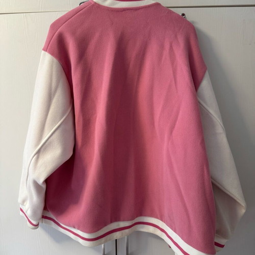 Lumina college jacket one size like new, white and pink