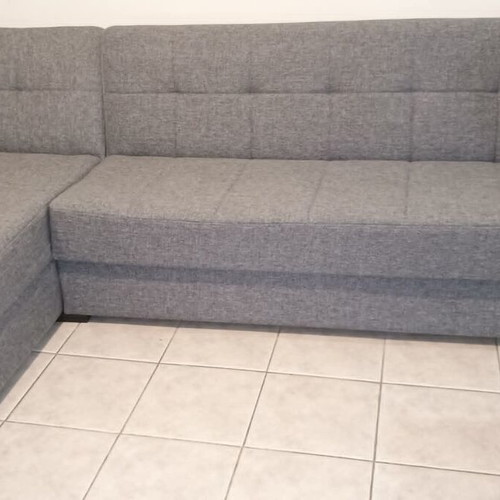 Sofa bed with storage space like new, dark gray
