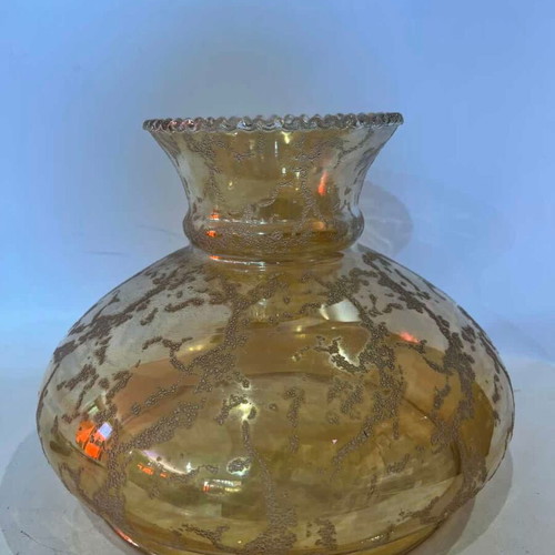 Vintage glass lampshade honey color with crystallized finish used