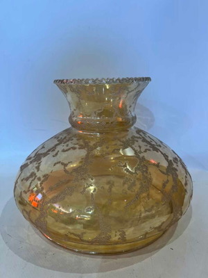Vintage glass lampshade honey color with crystallized finish used