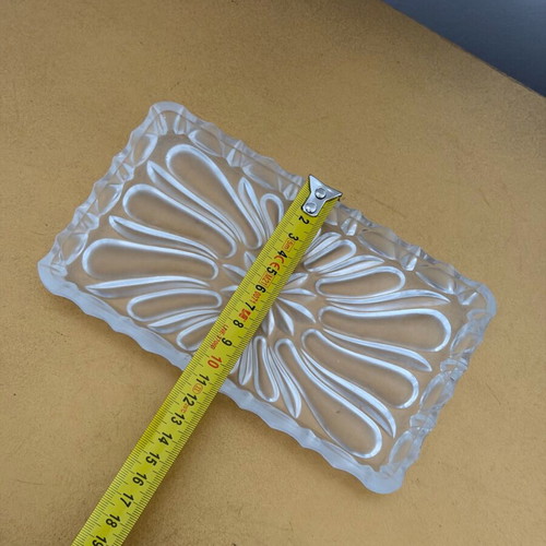 Small vintage glass tray with frosted embossed design like new