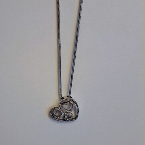 Silver 925 necklace heart design with smaller hearts and zircon, new