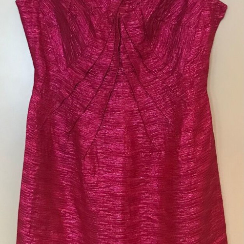 Vintage Cocktail Dress 1960s Medium Handmade Couture Fuchsia Lamé