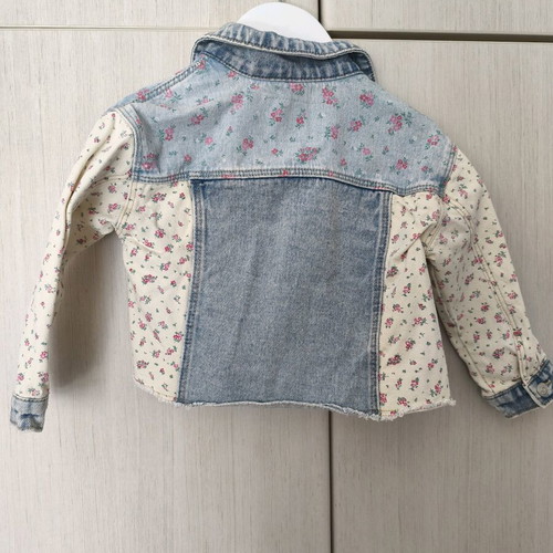 Zara kids jean jacket vanilla cream with flowers like new, 2 years, 92 cm