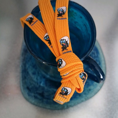 Flat shoelaces new, 1.10 m long, yellow with patterns
