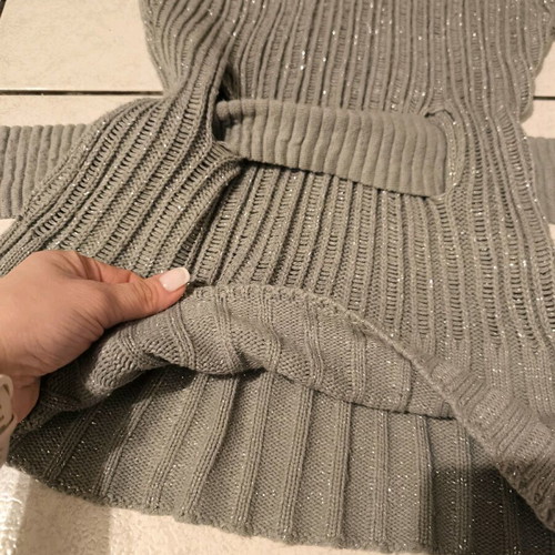 Lurex knitted long gray blouse S/M with belt like new