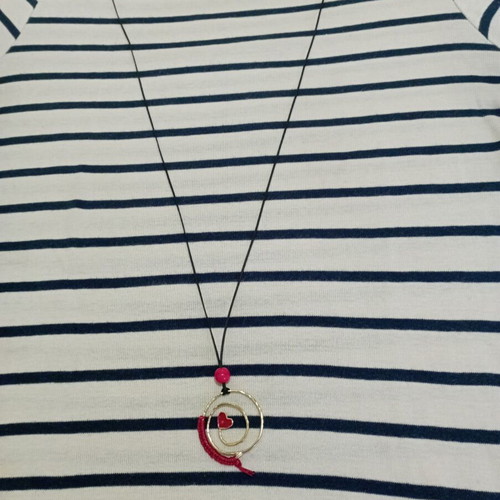 Heart pendant new brass with black cord
