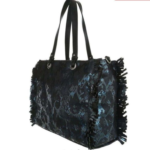 Micussil shopper bag new, blue shoulder synthetic leather