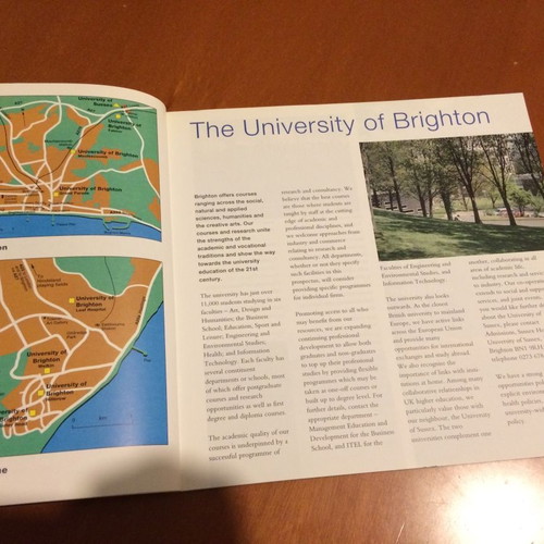University of Brighton Postgraduate Prospectus 1995 used, missing part of page